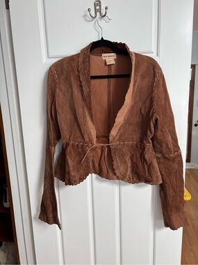 Bleu Jeans Co. 100% Leather Women's Brown Suede Tie-Front Jacket